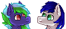 Size: 134x60 | Tagged: safe, artist:astarlitstudios, oc, oc only, oc:waterpony, oc:weldbead, pony, animated, commission, gay, kissing, male, pixel art, your character here