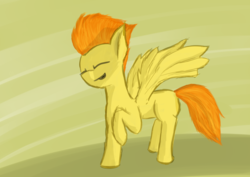 Size: 2841x2009 | Tagged: safe, artist:simplesaemple, spitfire, pegasus, pony, g4, female, happy, high res, simple background, solo, wings