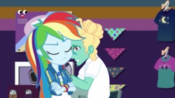 Size: 1280x720 | Tagged: safe, screencap, rainbow dash, zephyr breeze, equestria girls, equestria girls specials, g4, my little pony equestria girls: better together, my little pony equestria girls: holidays unwrapped, female, geode of super speed, magical geodes, male, plusplus