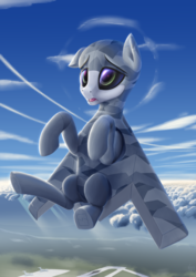 Size: 2894x4093 | Tagged: safe, artist:koshakevich, oc, oc only, original species, plane pony, pony, drone, flying, male, open mouth, plane, solo