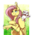 Size: 1124x1181 | Tagged: safe, artist:inuhoshi-to-darkpen, angel bunny, fluttershy, pegasus, pony, rabbit, g4, she talks to angel, animal, body swap, duo, ear tufts, feathered fetlocks, female, flower, hoof hold, male, mare, paw pads, paws, simple background, transparent background, unamused, underpaw, unshorn fetlocks, wing claws