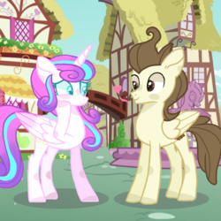 Size: 1080x1080 | Tagged: safe, artist:cappuccinocofeee, pound cake, princess flurry heart, pony, g4, female, male, older, older flurry heart, older pound cake, ship:poundflurry, shipping, straight
