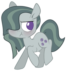 Size: 500x535 | Tagged: safe, artist:pinkiespresent, marble pie, earth pony, pony, g4, blushing, cute, female, hair over one eye, marblebetes, mare, no pupils, simple background, solo, transparent background, unamused