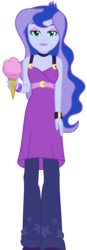 Size: 1653x4753 | Tagged: safe, artist:sketchmcreations, princess luna, vice principal luna, equestria girls, g4, my little pony equestria girls: choose your own ending, the road less scheduled, the road less scheduled: celestia, clothes, dress, female, food, ice cream, ice cream cone, music festival outfit, pants, simple background, solo, transparent background, vector