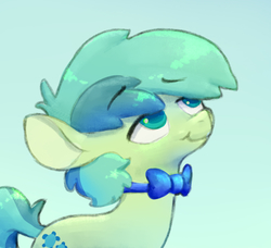 Size: 1530x1394 | Tagged: safe, artist:swerve-art, sandbar, earth pony, pony, g4, she's all yak, bowtie, colored pupils, cute, gradient background, male, sandabetes, smiling, solo, stallion