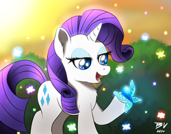 Size: 1880x1472 | Tagged: safe, artist:bluevisionpony, rarity, butterfly, pony, g4, bejeweled, solo