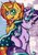 Size: 1429x2048 | Tagged: safe, artist:canvymamamoo, starlight glimmer, sunburst, pony, unicorn, g4, blushing, cherry blossoms, chest fluff, female, flower, flower blossom, male, ship:starburst, shipping, straight, traditional art