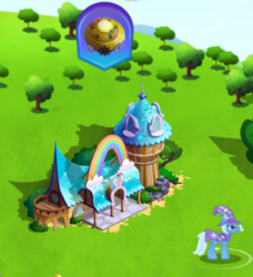 Size: 496x544 | Tagged: safe, gameloft, trixie, pony, g4, my little pony: rainbow roadtrip, gameloft shenanigans, limited-time story, the anonymous campsite
