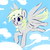 Size: 2000x2000 | Tagged: safe, artist:dimfann, derpy hooves, pegasus, pony, g4, cloud, female, flying, high res, smiling, solo