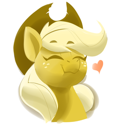 Size: 2000x2000 | Tagged: safe, artist:dimfann, applejack, earth pony, pony, g4, bust, cute, eyes closed, female, heart, high res, jackabetes, portrait, simple background, solo, white background