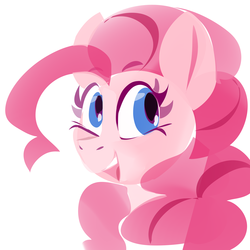 Size: 2000x2000 | Tagged: safe, artist:dimfann, pinkie pie, earth pony, pony, g4, bust, cute, diapinkes, female, happy, high res, lineless, mare, open mouth, portrait, simple background, solo, white background