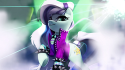 Size: 1920x1079 | Tagged: source needed, safe, artist:imalou, edit, coloratura, earth pony, pony, g4, clothes, countess coloratura, female, fog, jacket, jewelry, mare, necklace, spiked wristband, veil, wristband