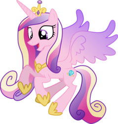 Size: 10318x10800 | Tagged: safe, artist:red-pear, princess cadance, alicorn, pony, g4, absurd resolution, colored wings, crown, female, flying, hoof shoes, jewelry, mare, regalia, simple background, smiling, solo, tiara, transparent background, vector, wings