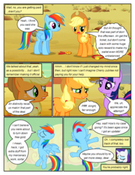 Size: 612x792 | Tagged: safe, artist:newbiespud, edit, edited screencap, screencap, applejack, rainbow dash, rarity, twilight sparkle, earth pony, pegasus, pony, unicorn, comic:friendship is dragons, g4, the last roundup, cloud, comic, cowboy hat, crossed arms, d:, desert, dialogue, eyes closed, female, flying, freckles, frown, hat, hooves, horn, mare, medal, open mouth, screencap comic, smiling, unicorn twilight, wings