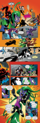 Size: 650x2000 | Tagged: safe, edit, idw, high heel, long face, mane-iac, pharaoh phetlock, shadowmane, smudge (g4), earth pony, pegasus, pony, unicorn, comic:friendship is dragons, g4, spoiler:comic, spoiler:comicannual2014, background pony, braid, bucking, butt, chair, clothes, comic, costume, crying, dialogue, female, fight, glowing eyes, grin, hoof hold, hoof shoes, implied applejack, implied fluttershy, implied mane six, implied pinkie pie, implied rainbow dash, implied rarity, implied twilight sparkle, kick in the butt, literal butthurt, male, mare, necktie, night, onomatopoeia, pain, plot, police, prehensile mane, prison, smiling, stallion, text edit