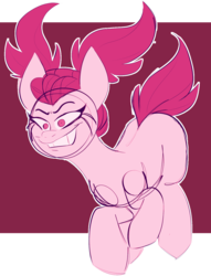 Size: 1204x1577 | Tagged: safe, artist:taaffeiite, derpibooru exclusive, earth pony, pony, spoiler:steven universe, blank flank, colored sketch, female, mare, pigtails, pink, ponified, simple background, sketch, smiling, solo, spinel (steven universe), spoilers for another series, steven universe, steven universe: the movie, transparent background, what has magic done, what has science done, white outline