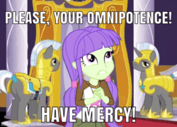 Size: 600x432 | Tagged: safe, edit, edited screencap, screencap, starlight, pony, unicorn, equestria girls, equestria girls specials, g4, my little pony equestria girls: better together, my little pony equestria girls: forgotten friendship, my little pony equestria girls: legend of everfree, animated, armor, background human, butt, camp everfree outfits, canterlot castle, caption, duke onkled, female, human in equestria, jewelry, male, meme, necklace, pigtails, plot, royal guard, scared, shaking in fear, stallion, the legend of zelda, zelda cdi