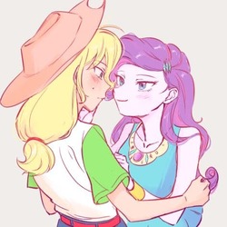 Size: 472x472 | Tagged: safe, artist:yakieringi014, applejack, rarity, equestria girls, g4, my little pony equestria girls: better together, blushing, cute, eye contact, female, geode of shielding, jackabetes, lesbian, looking at each other, magical geodes, raribetes, ship:rarijack, shipping, simple background, white background