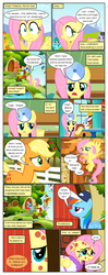 Size: 612x1553 | Tagged: safe, artist:newbiespud, edit, edited screencap, screencap, angel bunny, applejack, derpy hooves, dizzy twister, fluttershy, merry may, orange swirl, rainbow dash, rainbow swoop, spectrum, spring melody, sprinkle medley, warm front, earth pony, pegasus, pony, rabbit, comic:friendship is dragons, a bird in the hoof, g4, hurricane fluttershy, animal, background pony, baseball cap, bathrobe, cap, clothes, coach rainbow dash, comic, dialogue, female, floppy ears, fluttershy's cottage, flying, freckles, grin, hat, head mirror, hoof hold, implied thunderlane, male, mare, nervous, nervous smile, pony pox, robe, sad, scalpel, screencap comic, shrug, smiling, spread wings, stallion, stethoscope, tape, transcript in description, wings