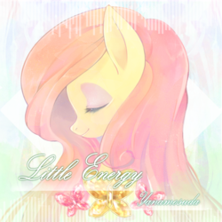 Size: 2800x2800 | Tagged: safe, artist:sibashen, fluttershy, pegasus, pony, g4, album cover, bust, cute, eyes closed, female, high res, mare, shyabetes, smiling, solo