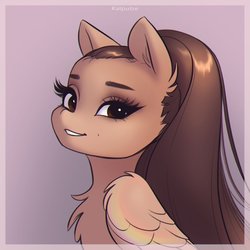 Size: 1654x1654 | Tagged: safe, artist:katputze, pegasus, pony, ariana grande, chest fluff, female, looking at you, mare, ponified, solo