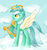 Size: 1989x1857 | Tagged: safe, artist:appleneedle, lyra heartstrings, angel, pony, g4, cloud, female, halo, lyre, musical instrument, solo