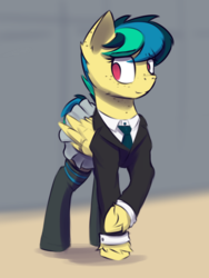 Size: 1299x1731 | Tagged: safe, artist:toanderic, oc, oc only, oc:apogee, pegasus, pony, body freckles, clothes, colored sketch, cute, diageetes, ear fluff, freckles, looking at you, miniskirt, moe, necktie, ocbetes, pleated skirt, school, school uniform, schoolgirl, skirt, socks, solo, thigh highs, unshorn fetlocks