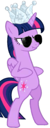 Size: 337x859 | Tagged: safe, artist:dwk, edit, twilight sparkle, alicorn, pony, totally legit recap, g4, sparkle's seven, animated, crown, female, gif, hard-won helm of the sibling supreme, simple background, solo, sunglasses, thrusting, transparent background, twilight sparkle (alicorn)