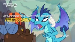Size: 720x405 | Tagged: safe, edit, edited screencap, screencap, clump, princess ember, dragon, g4, sweet and smoky, discovery family logo, overwatch, play of the game, style emulation