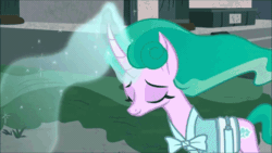 Size: 480x270 | Tagged: safe, screencap, mistmane, pony, campfire tales, g4, aging, animated, female, lens flare, light, magic, old