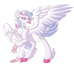 Size: 4080x3588 | Tagged: safe, artist:amazing-artsong, oc, oc only, oc:gale heartstrings, classical hippogriff, hippogriff, female, glasses, simple background, solo, tongue out, transparent background