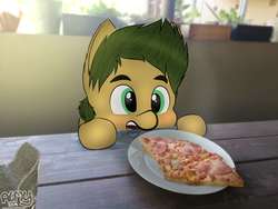 Size: 4608x3456 | Tagged: safe, artist:almond evergrow, oc, oc only, pony, delicious, food, ham, meat, photoshop, pizza, real life background, real life scenery, solo