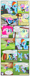Size: 612x1552 | Tagged: safe, artist:newbiespud, edit, edited screencap, screencap, cotton (g4), flitter, fluttershy, pinkie pie, rainbow dash, seabreeze, thunderclap, twirly, breezie, earth pony, pegasus, pony, comic:friendship is dragons, g4, angry, annoyed, background pony, comic, dialogue, female, flying, frown, hat, headband, male, mare, pushing, screencap comic, shrug, smiling, stallion, unnamed breezie, unnamed character