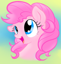 Size: 1353x1409 | Tagged: safe, artist:pinkamenaspy, pinkie pie, pony, g4, bust, cute, diapinkes, female, mare, one ear down, open mouth, portrait, solo