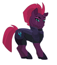 Size: 1024x1167 | Tagged: safe, artist:shadow-at-nightfall, tempest shadow, pony, unicorn, g4, broken horn, eye scar, female, hoof shoes, horn, scar, simple background, smiling, solo, storm king armor, transparent background