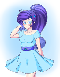 Size: 1800x2300 | Tagged: safe, artist:melliedraws, rarity, human, g4, clothes, cute, dress, female, humanized, ponytail, raribetes, rarity day, solo, sundress