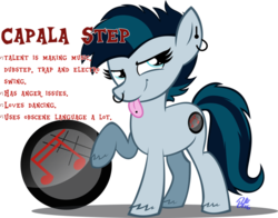 Size: 1009x792 | Tagged: artist needed, safe, oc, oc only, oc:capala step, earth pony, pony, ear piercing, earring, female, hoof fluff, jewelry, looking at you, mare, nose piercing, nose ring, piercing, raised hoof, simple background, solo, tongue piercing, transparent background