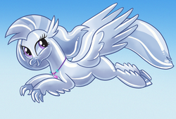 Size: 1180x800 | Tagged: safe, artist:hornbuckle, silverstream, classical hippogriff, hippogriff, g4, balloon hippogriff, chrome, cute, diastreamies, female, happy, jewelry, looking at you, necklace, rubber, smiling, solo