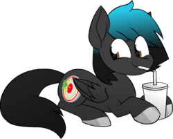 Size: 1147x923 | Tagged: source needed, useless source url, safe, artist:jeffkyler14, oc, oc only, oc:mysterious star, pegasus, pony, commission, drinking, prone, simple, simple background, straw, transparent background