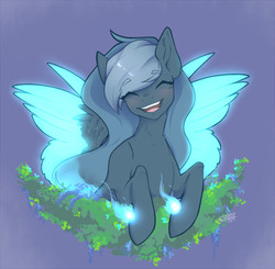 Size: 870x852 | Tagged: safe, artist:shinizavr, oc, oc only, pegasus, pony, eyes closed, open mouth, smiling, solo