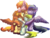 Size: 3566x2727 | Tagged: safe, artist:tiothebeetle, oc, oc only, oc:caspasin42, earth pony, pegasus, pony, series:random gifting is magic, appreciation, generic pony, gift art, group hug, high res, hug, messy hair, spread wings, wings