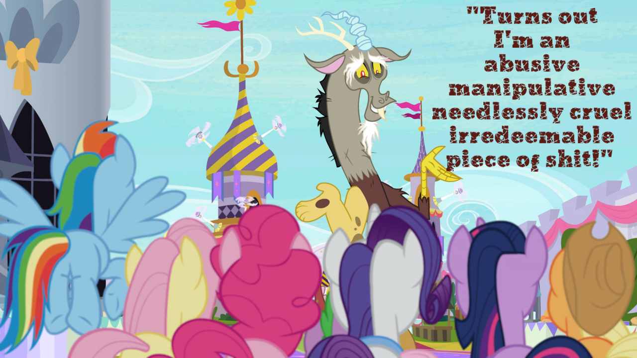 Safe Edit Edited Screencap Screencap Applejack Discord Fluttershy Pinkie Pie