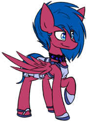 Size: 737x954 | Tagged: safe, artist:nekro-led, oc, oc:neon burst, pegasus, pony, blue hair, blue mane, blue tail, clothes, feathered wings, ggwealons, greek, greek clothes, male, pegasus oc, pink coat, slave, solo, spread wings, stallion, tail, wings