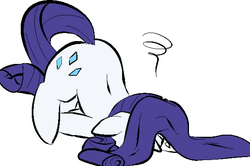 Size: 590x392 | Tagged: safe, rarity, pony, unicorn, g4, faceplant, female, floppy ears, mare, simple background, solo, white background