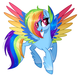 Size: 1654x1607 | Tagged: safe, artist:angellightyt, rainbow dash, pegasus, pony, g4, colored wings, female, flying, g5 concept leak style, g5 concept leaks, hoof fluff, mare, multicolored wings, rainbow dash (g5 concept leak), rainbow wings, simple background, solo, spread wings, transparent background, wings