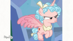 Size: 1280x720 | Tagged: safe, edit, screencap, cozy glow, alicorn, pony, g4, the ending of the end, leak, alicornified, angry, animated, bow, cozy glow is not amused, cozycorn, evil, female, flipaclip, giant demon alicorn cozy glow, gif, race swap, tail bow