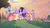 Size: 2560x1440 | Tagged: safe, edit, edited screencap, screencap, applejack, fluttershy, luster dawn, pinkie pie, rainbow dash, rarity, spike, twilight sparkle, alicorn, dragon, pony, g4, my little pony: friendship is magic, the last problem, gigachad spike, mane seven, mane six, older, older mane seven, older spike, older twilight, older twilight sparkle (alicorn), ponyville, princess twilight 2.0, red circle, twilight sparkle (alicorn), twilight's castle, winged spike, wings