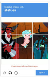 Size: 492x756 | Tagged: safe, edit, edited screencap, editor:anonycat, screencap, cozy glow, lord tirek, queen chrysalis, centaur, changeling, changeling queen, pegasus, pony, g4, the ending of the end, leak, captcha, female, former queen chrysalis