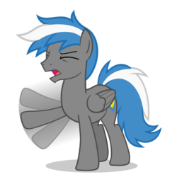 Size: 894x894 | Tagged: safe, artist:oblivionfall, oc, oc only, oc:cloud zapper, pegasus, pony, eyes closed, male, open mouth, solo, stallion, waving