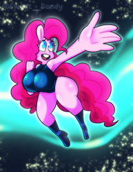 Size: 2550x3300 | Tagged: safe, artist:sweetdandy, pinkie pie, earth pony, anthro, g4, aurora borealis, big breasts, breasts, busty pinkie pie, female, high res, huge breasts, solo, stars